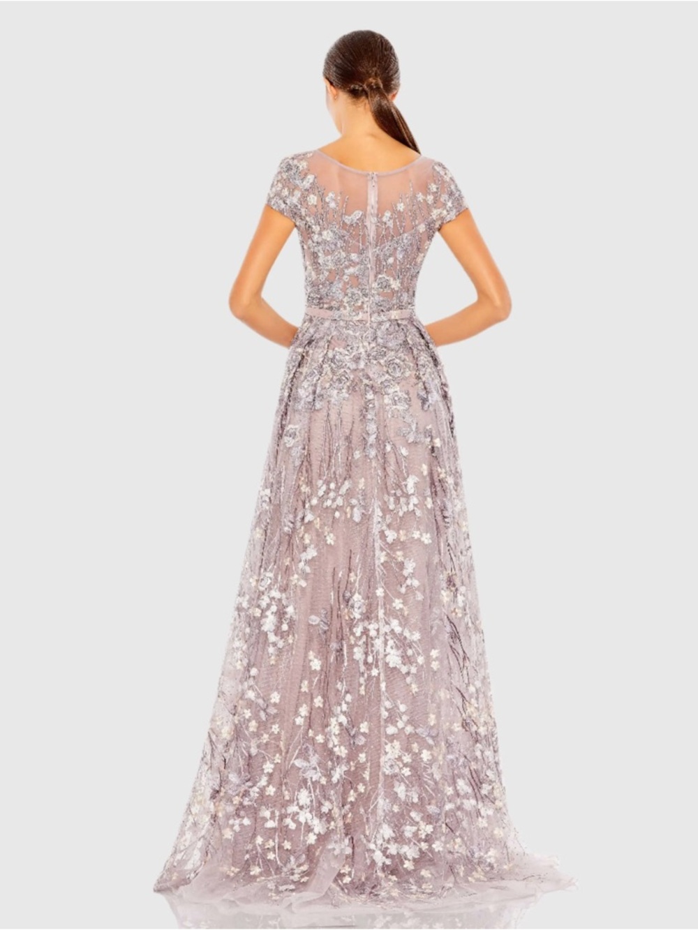 MAC DUGGAL
Light Purple Embellished Floral Cap Sleeve A Line Gown - Picture 3 of 15